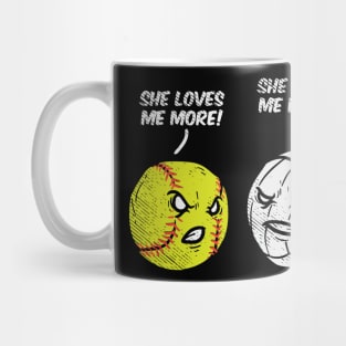 Volleyball vs. Softball: She Loves Me More Mug